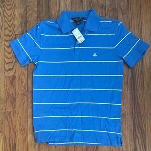 NWT! Brooks Brothers Blue Striped Mens Polo Shirt, XS.